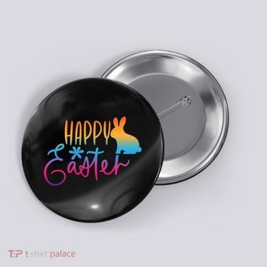 Rainbow Happy Easter Bunny Button
