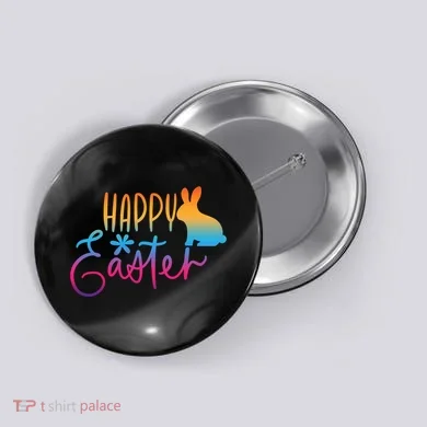 Rainbow Happy Easter Bunny Button
