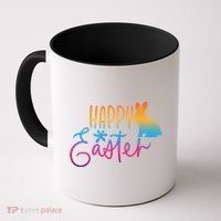 Rainbow Happy Easter Bunny Coffee Mug thumb 0