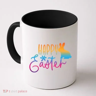 Rainbow Happy Easter Bunny Coffee Mug