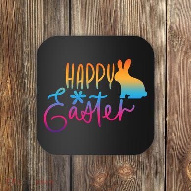 Rainbow Happy Easter Bunny Coaster