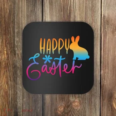 Rainbow Happy Easter Bunny Coaster