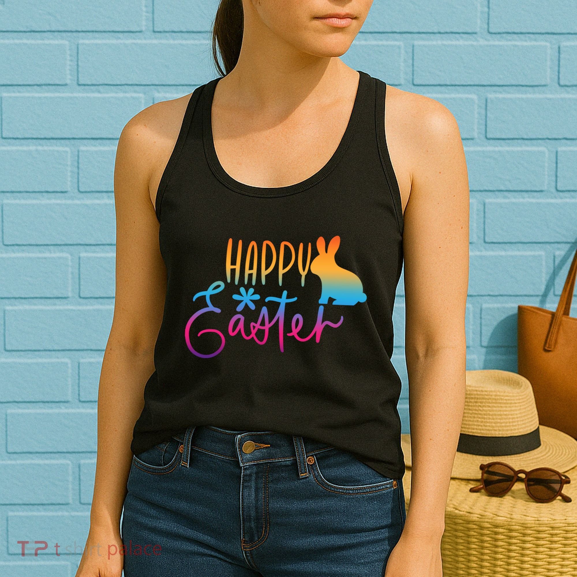 Rainbow Happy Easter Bunny Women's Tank Top
