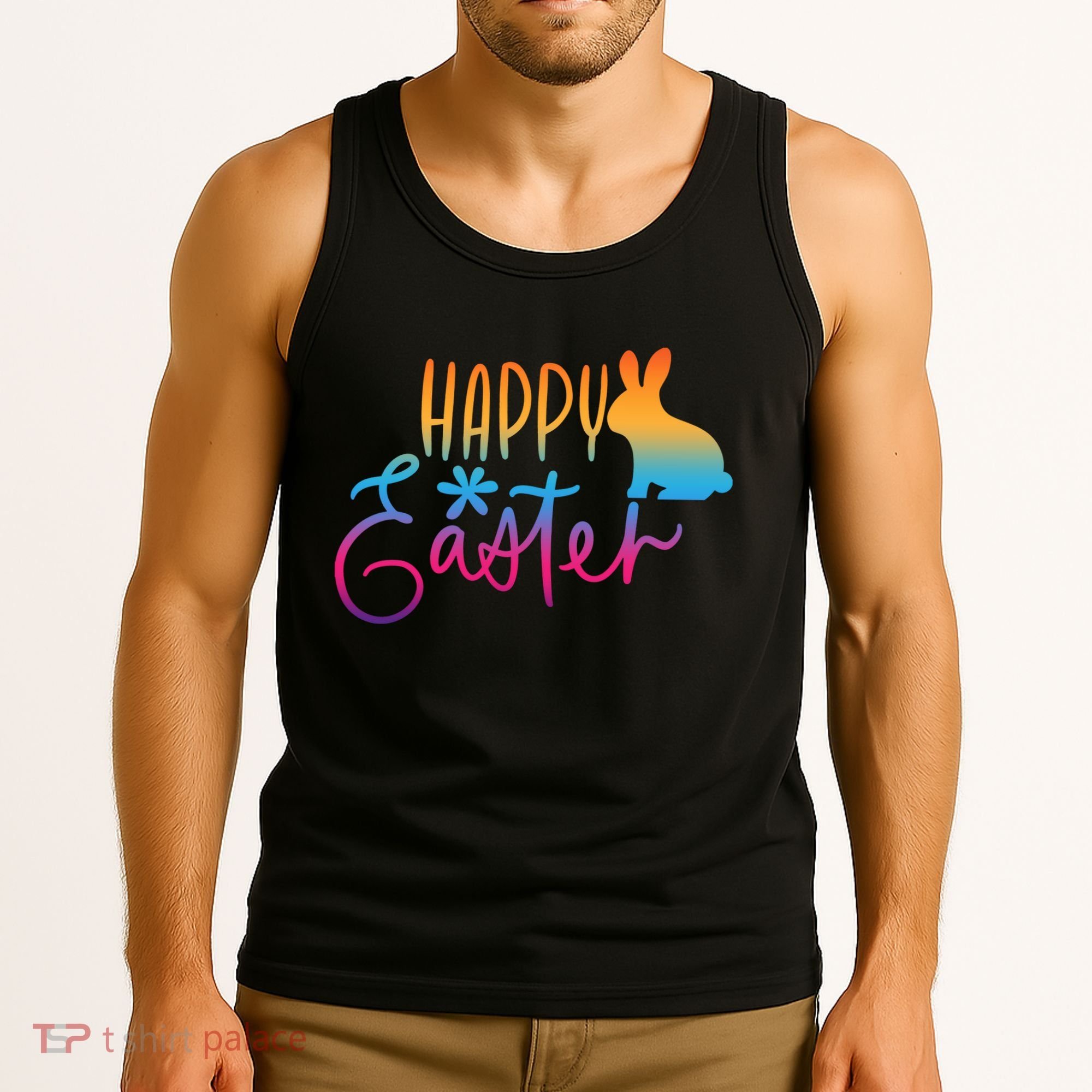Rainbow Happy Easter Bunny Tank Top