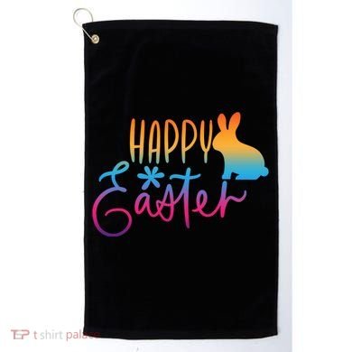 Rainbow Happy Easter Bunny Golf Towel