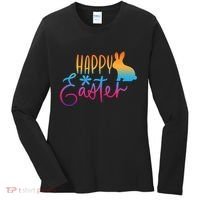 Rainbow Happy Easter Bunny Women's Long Sleeve Shirt thumb 0