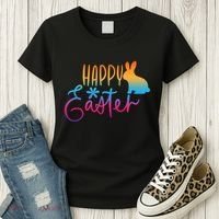 Rainbow Happy Easter Bunny Women's T-Shirt thumb 3