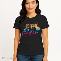 Rainbow Happy Easter Bunny Women's T-Shirt thumb 4