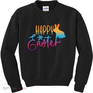 Rainbow Happy Easter Bunny Kids Sweatshirt