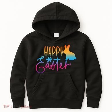 Rainbow Happy Easter Bunny Kids Hoodie