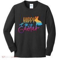 Rainbow Happy Easter Bunny Kids Long Sleeve Shirt thumb 0