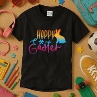 Rainbow Happy Easter Bunny Kids T-Shirt thumb 3