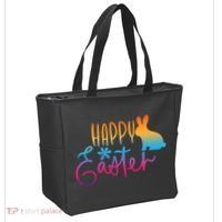 Rainbow Happy Easter Bunny Tote Bag thumb 2