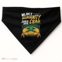 Reject Humanity Evolve Into Crab Funny Crab Retro Crab USA-Made Doggie Bandana thumb 0