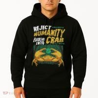 Reject Humanity Evolve Into Crab Funny Crab Retro Crab Hoodie thumb 2