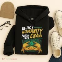 Reject Humanity Evolve Into Crab Funny Crab Retro Crab Hoodie thumb 4