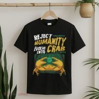 Reject Humanity Evolve Into Crab Funny Crab Retro Crab T-Shirt thumb 2