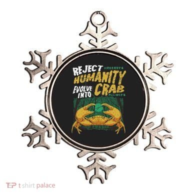 Reject Humanity Evolve Into Crab Funny Crab Retro Crab Ornament