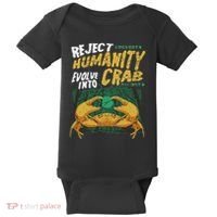 Reject Humanity Evolve Into Crab Funny Crab Retro Crab Baby Bodysuit thumb 0