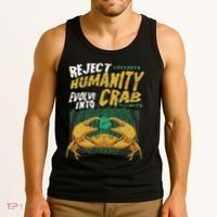 Reject Humanity Evolve Into Crab Funny Crab Retro Crab Tank Top thumb 3