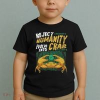 Reject Humanity Evolve Into Crab Funny Crab Retro Crab Toddler T-Shirt thumb 2