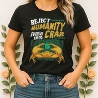 Reject Humanity Evolve Into Crab Funny Crab Retro Crab Women's T-Shirt thumb 2