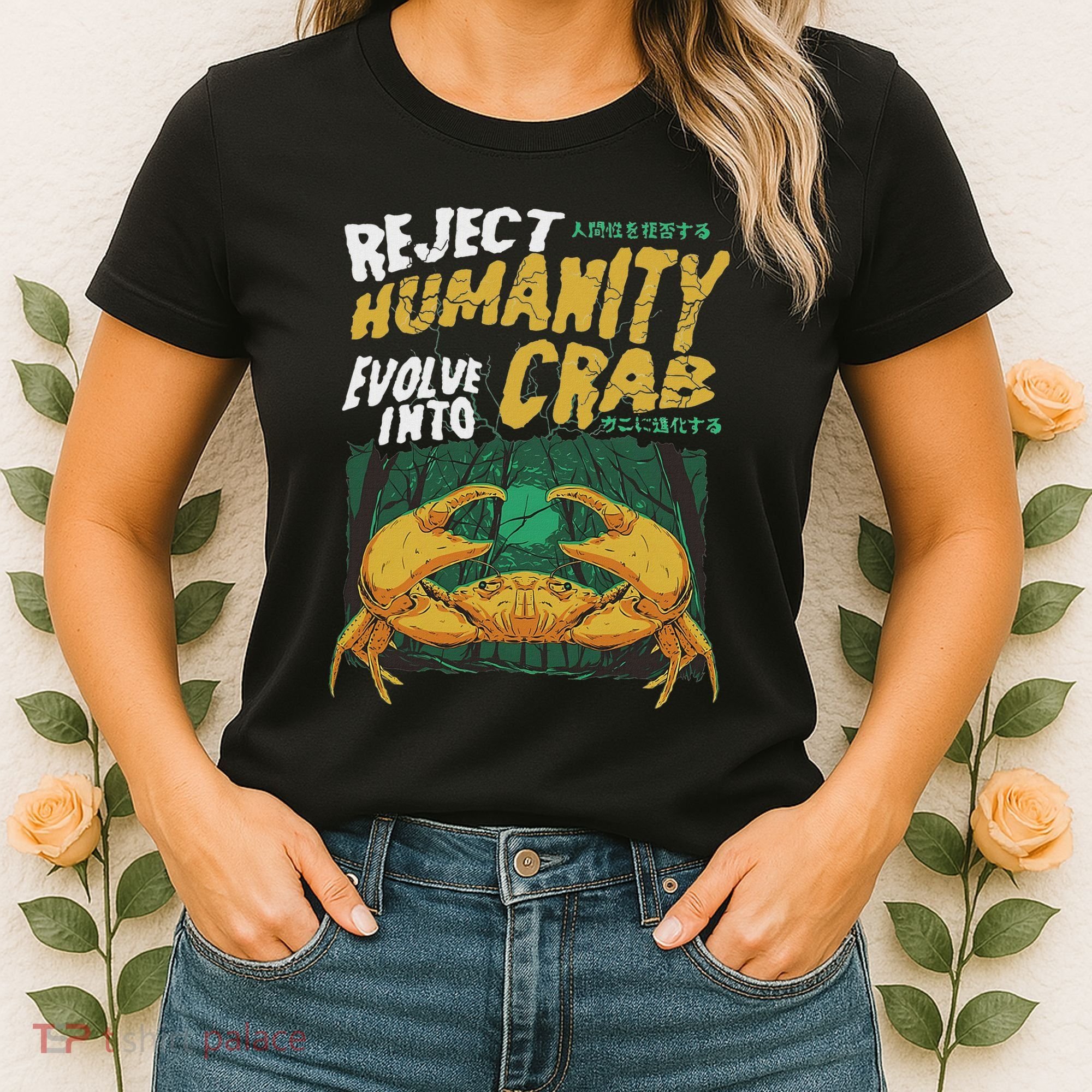 Reject Humanity Evolve Into Crab Funny Crab Retro Crab Women's T-Shirt
