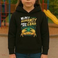 Reject Humanity Evolve Into Crab Funny Crab Retro Crab Kids Hoodie thumb 3