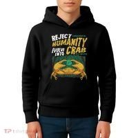 Reject Humanity Evolve Into Crab Funny Crab Retro Crab Kids Hoodie thumb 4