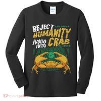 Reject Humanity Evolve Into Crab Funny Crab Retro Crab Kids Long Sleeve Shirt thumb 0
