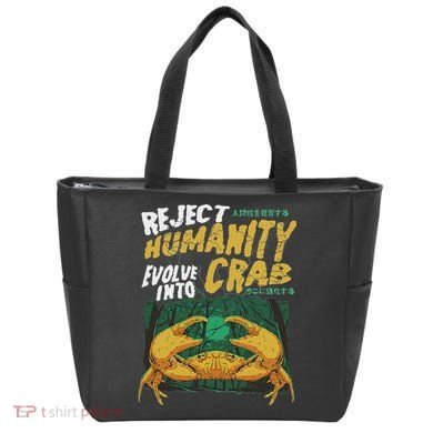 Reject Humanity Evolve Into Crab Funny Crab Retro Crab Tote Bag