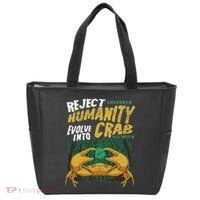 Reject Humanity Evolve Into Crab Funny Crab Retro Crab Tote Bag thumb 0