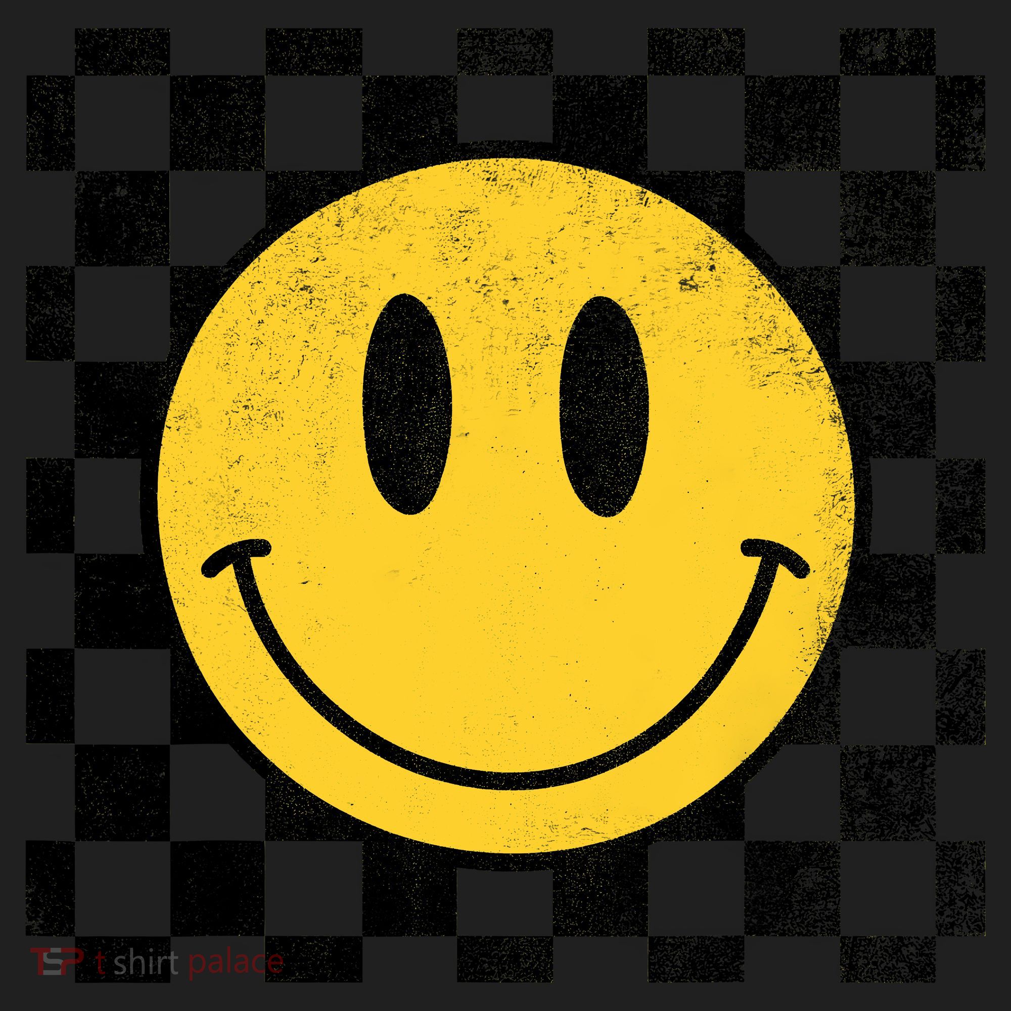 Retro Happy Face 70s Distressed Checkered Pattern Smile Face Women's Sweatshirt
