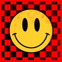 Retro Happy Face 70s Distressed Checkered Pattern Smile Face Santa Hat thumb 1
