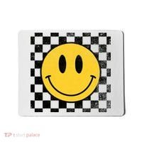 Retro Happy Face 70s Distressed Checkered Pattern Smile Face Mousepad thumb 0