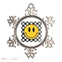 Retro Happy Face 70s Distressed Checkered Pattern Smile Face Ornament thumb 0