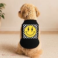 Retro Happy Face Distressed Checkered Pattern Smile Face Doggie Tank thumb 2