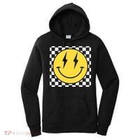 Retro Happy Face Distressed Checkered Pattern Smile Face Women's Hoodie thumb 0