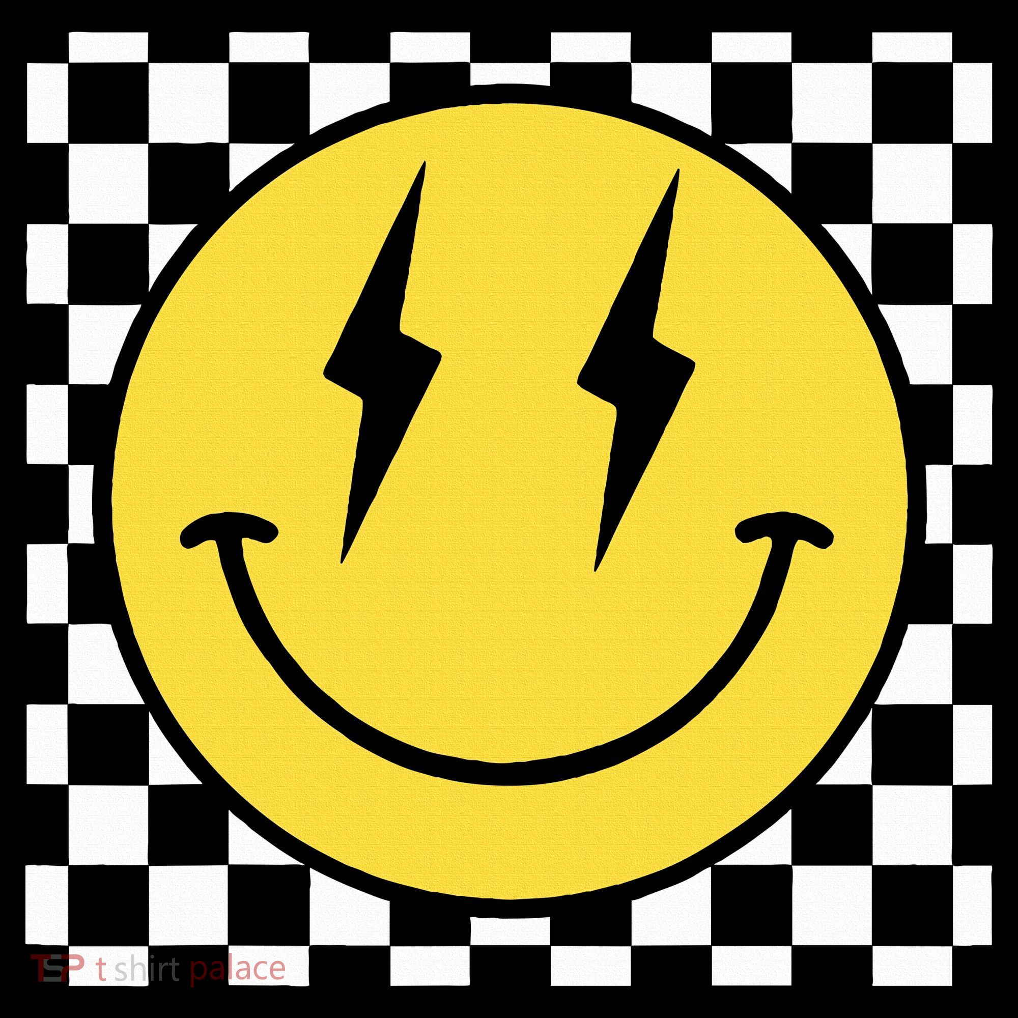 Retro Happy Face Distressed Checkered Pattern Smile Face Ornament