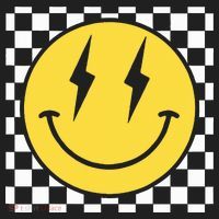 Retro Happy Face Distressed Checkered Pattern Smile Face Hat thumb 2