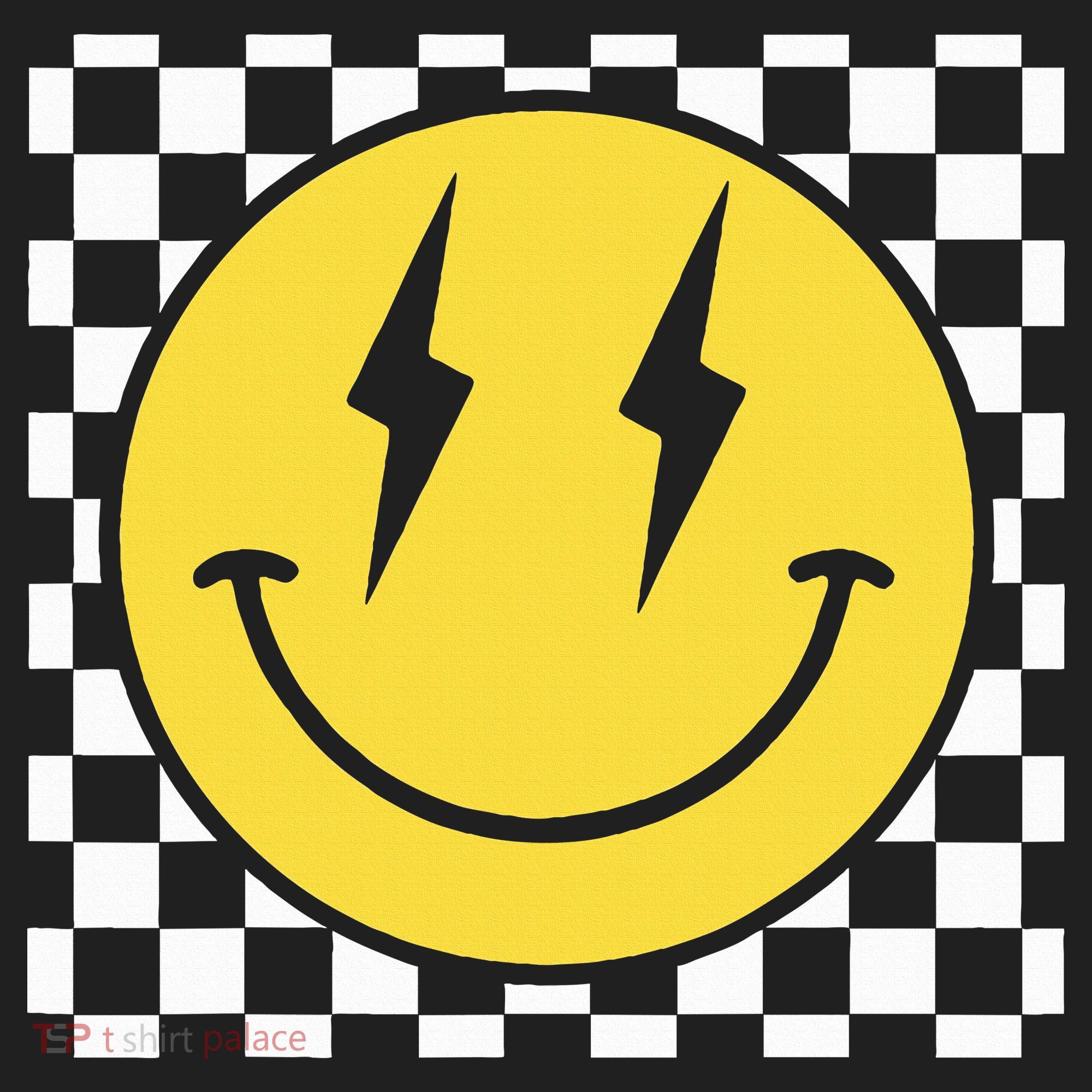 Retro Happy Face Distressed Checkered Pattern Smile Face Golf Towel