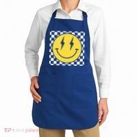 Retro Happy Face Distressed Checkered Pattern Smile Face Apron thumb 2