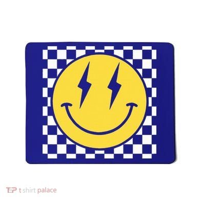 Retro Happy Face Distressed Checkered Pattern Smile Face Mousepad