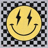 Retro Happy Face Checkered Pattern Smile Face Women's Sweatshirt thumb 2