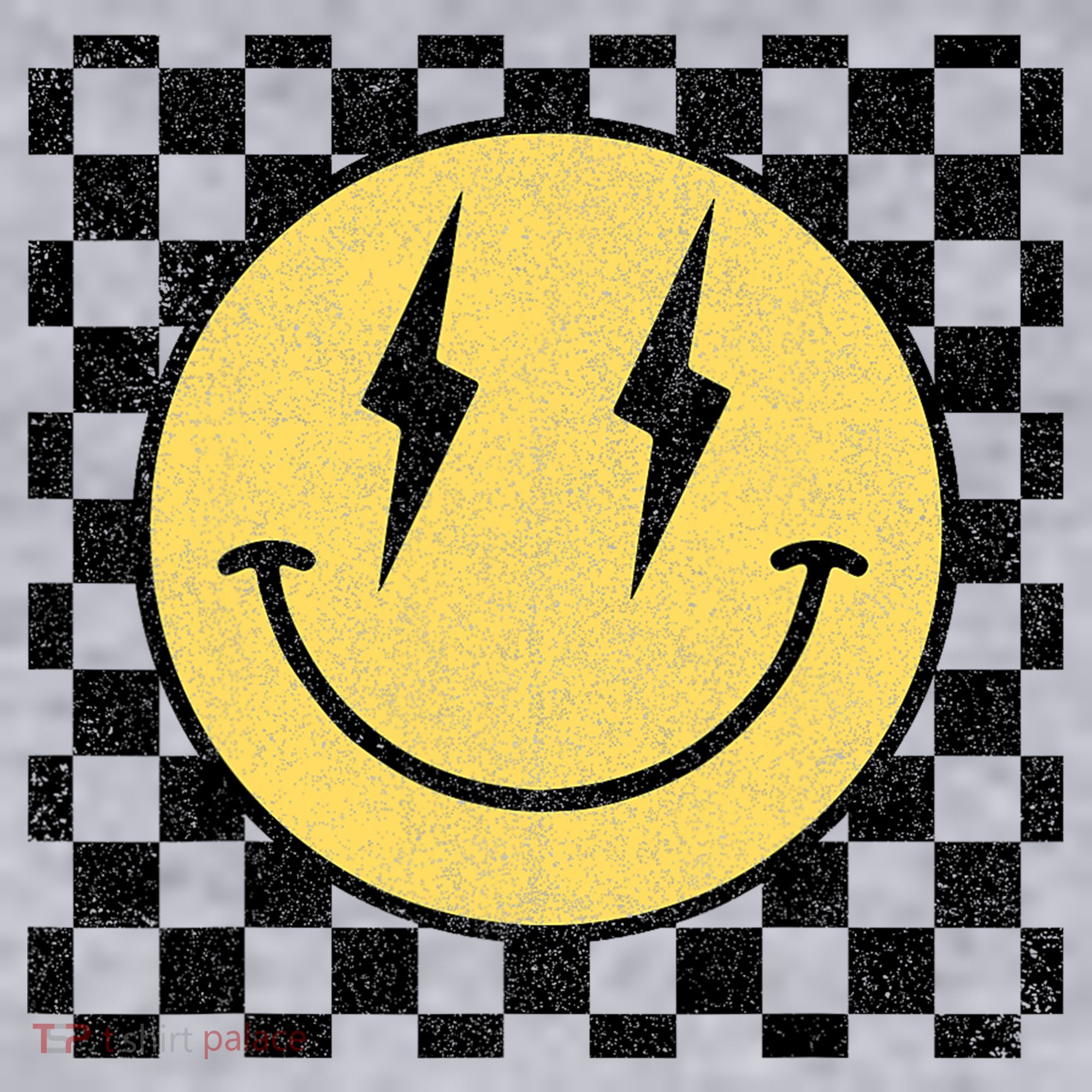 Retro Happy Face Checkered Pattern Smile Face Women's Sweatshirt