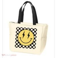 Retro Happy Face Checkered Pattern Smile Face Tote Bag thumb 3