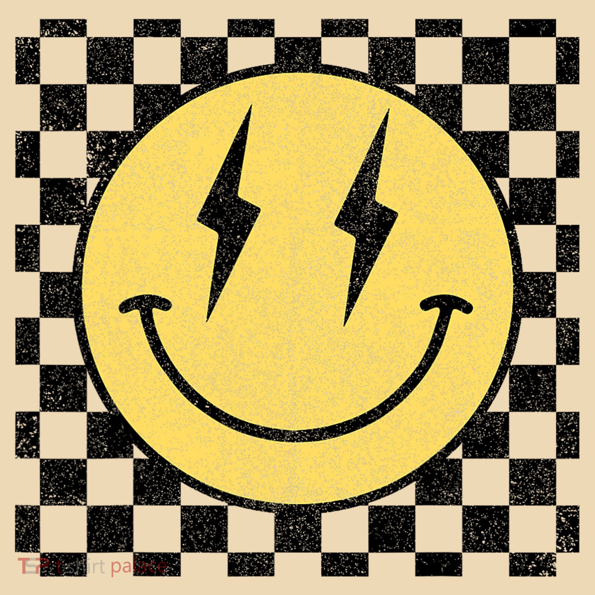 Retro Happy Face Checkered Pattern Smile Face Tote Bag