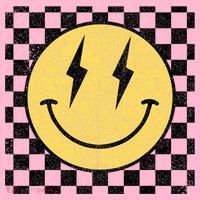 Retro Happy Face Checkered Pattern Smile Face Coaster thumb 2