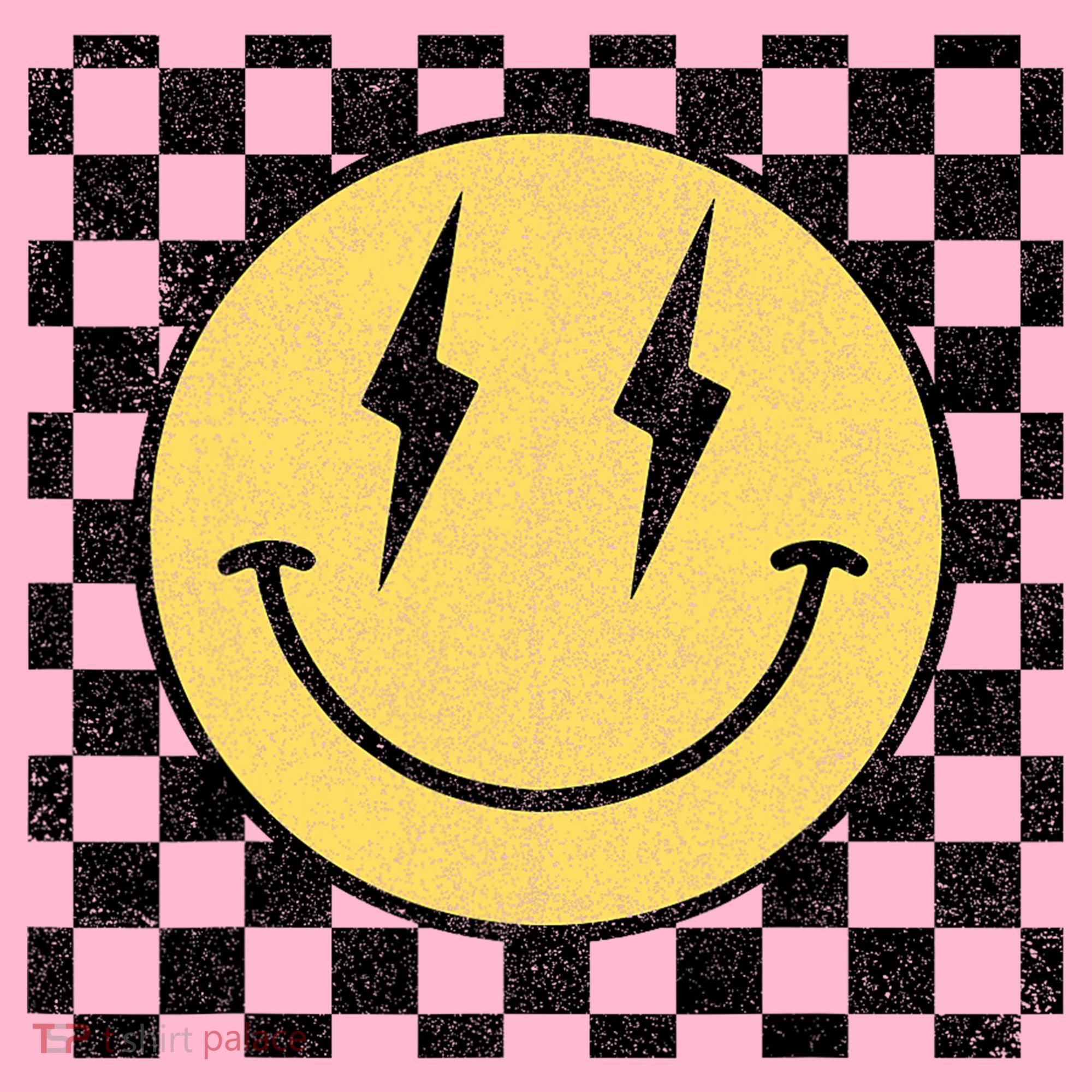Retro Happy Face Checkered Pattern Smile Face Coaster