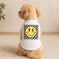 Retro Happy Face Checkered Pattern Smile Face Doggie Tank thumb 2